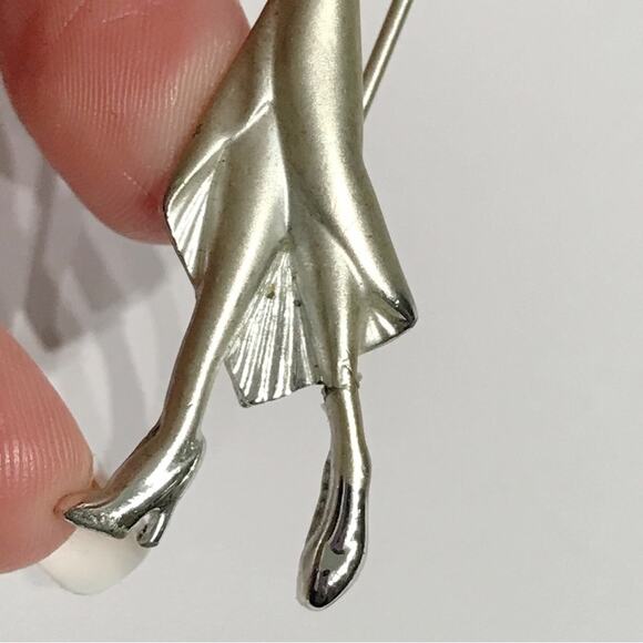 Vintage AJC Signed Mirror Sitting Lady Woman Figural Brooch Pin 3 Lot Set - Picture 12 of 16